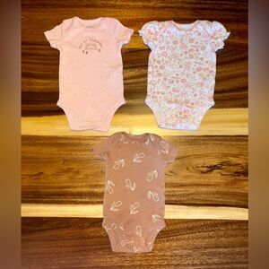 Carter's 3-pack Pink, White, and Brown Bodysuits Set Soft and Stylish
